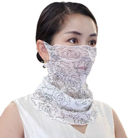 UV Protection Breathable Face Mask Scarf for Women - Full Face Neck Cover with Ear Loops