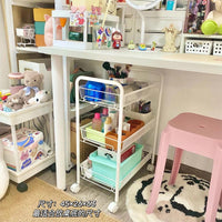 4-Tier Rolling Utility Cart with Storage Baskets for Kitchen, Bathroom, and Office