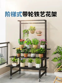 2026 New Balcony Flower Stand Outdoor Courtyard Storage Rack Living Room Floor-standing Multi-layer Hanging Ladder Type