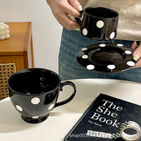 Vintage Ceramic Coffee Mug and Saucer Set for Home Use, High-Value Couple's Breakfast Cup