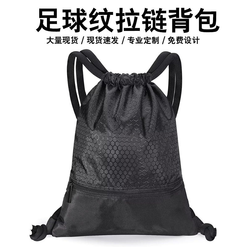 Waterproof Oxford Drawstring Backpack with Zipper Pocket for Sports and Outdoor Activities