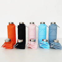 Collapsible Silicone Water Bottle with Carabiner for Travel and Sports