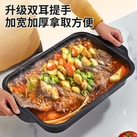 Rectangular Carbon Steel Roasting Pan with Lid for Grilling and Induction Cooktops