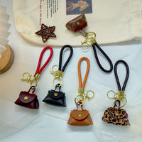 Mini Leather Braided Coin Purse Keychain Pendant for Bags