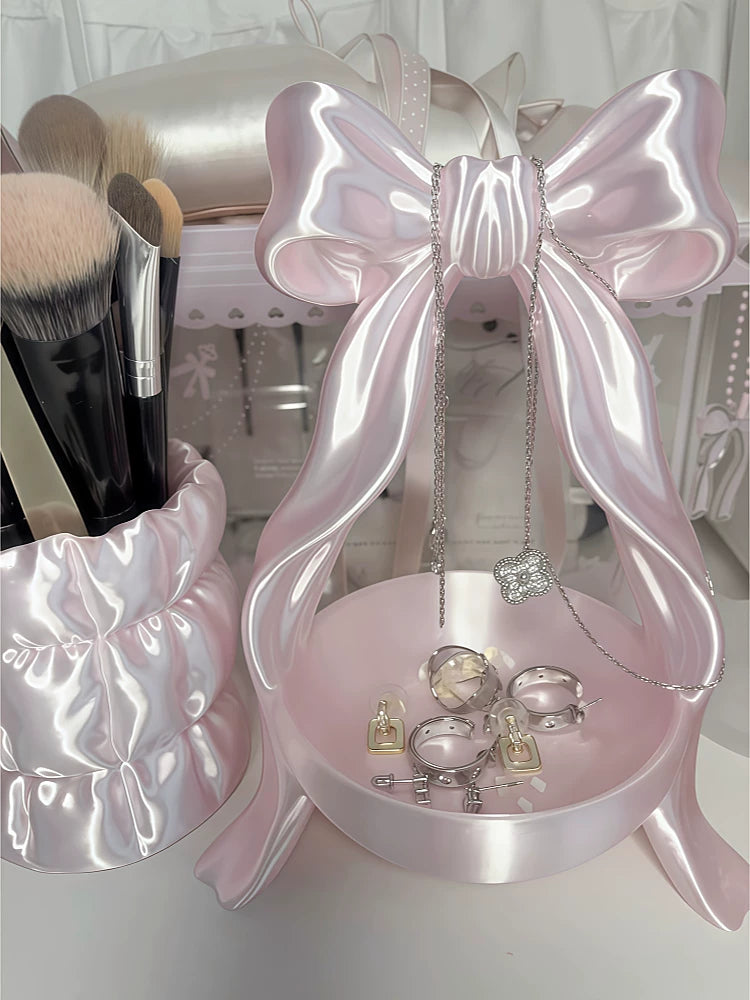 Bowknot Jewelry Display Stand for Necklaces and Rings, Desktop Organizer for Dressing Table