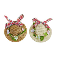 Summer Woven Bow Straw Hat Mini Cute Fresh Japanese Style Doll Hair Accessory Decoration