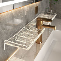 Acrylic Faucet Storage Rack for Bathroom Sink Wall-Mounted No-Drill Organizer