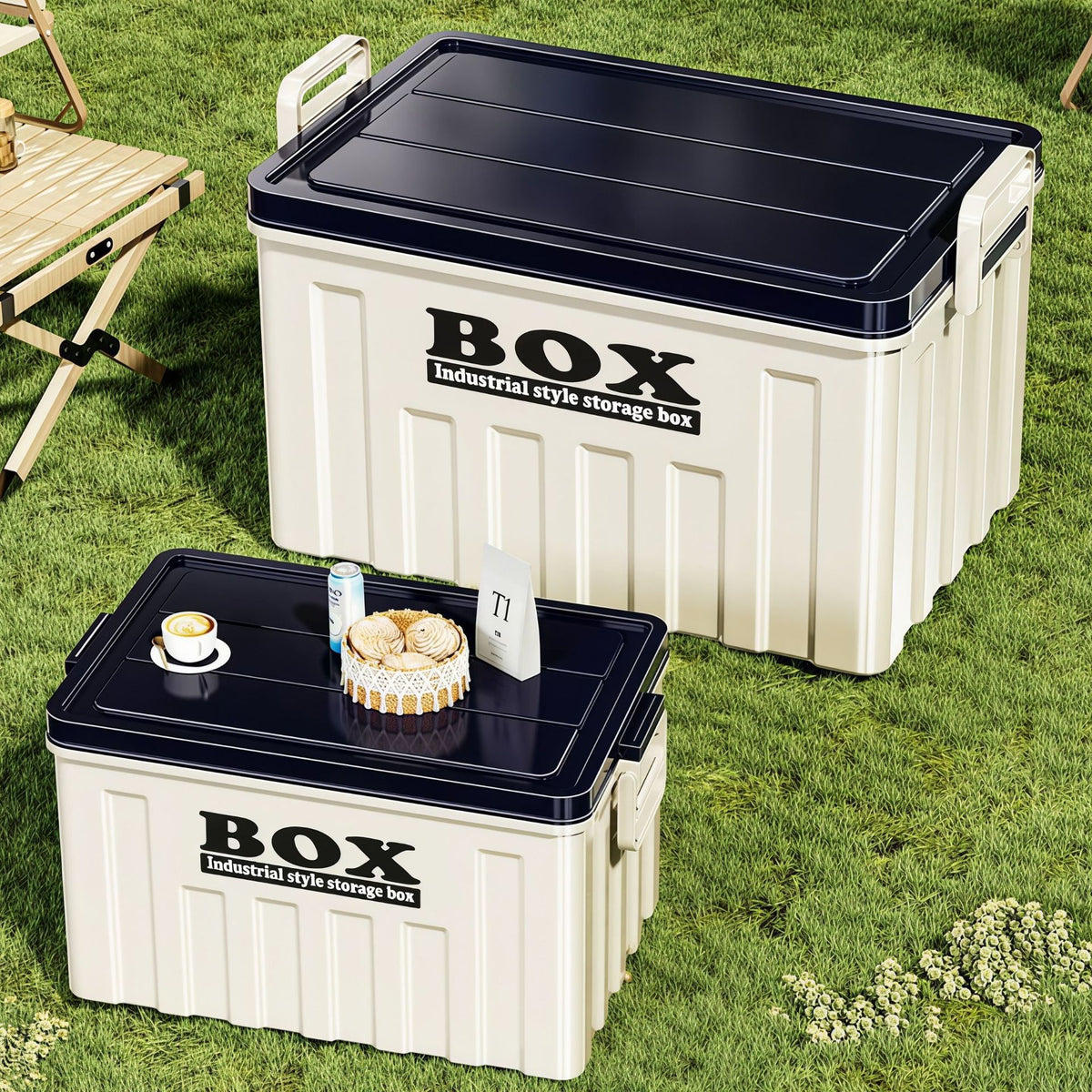 Portable Large Capacity Plastic Storage Box for Camping Car Trunk Organization