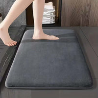 Solid Color Coral Fleece Bathroom Mat Absorbent Non-Slip Floor Mat