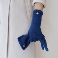 Women's Raccoon Wool Blend Fingerless Touchscreen Gloves for Winter