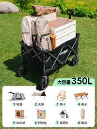 iFLY Collapsible Outdoor Camping Cart with Tabletop Option, Heavy-Duty Picnic Utility Wagon for Travel and Beach