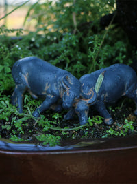 Miniature Resin Buffalo Figurine for Micro Landscape and Garden Decor