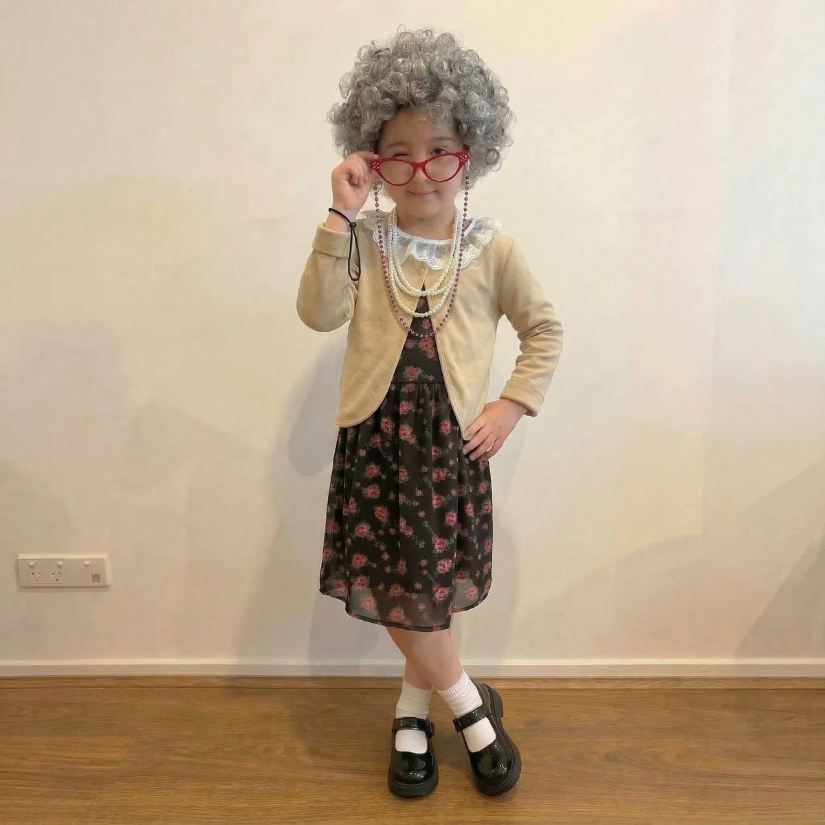 Kids' Old Lady Costume for School Plays, Halloween, and Cosplay