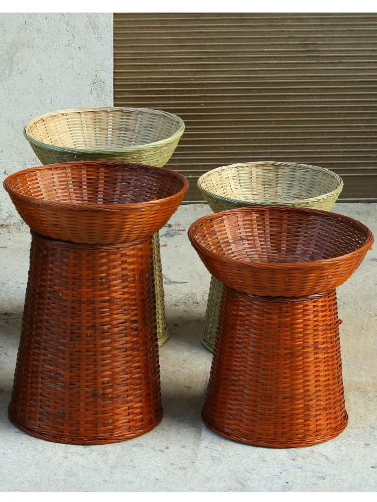 Handwoven Bamboo Storage Basket for Fruit, Vegetables, and Dry Goods Display