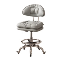 Adjustable Swivel Bar Stool with Footrest and Rubber Caster Wheels for Salon, Kitchen, and Bar