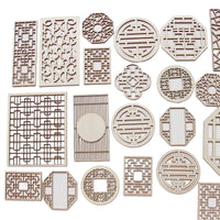 New Chinese Style Wooden Screen Coasters and Ornaments for DIY Crafts