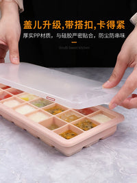 Silicone Ice Cube Tray with Soft Bottom Lid for Baby Food and Fruit Freezing