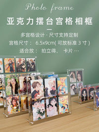 Magnetic Acrylic Photo Frame for Instax Mini Photos and Cards, Double-Sided Display Stand