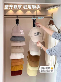 Hat Organizer Rack for Closet Door or Wall, 8-Clip Cap Hanger for Home and Dorm