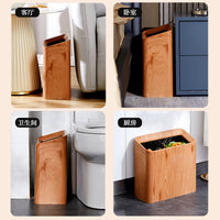 Double-Layer Wooden Waste Bin for Home and Office