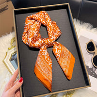 70cm Square Silk Scarf for Women, French Style Elegant Fashion Printed Headscarf