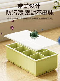 Large Silicone Ice Cube Tray with Lid for Whiskey Cocktails and Food Storage