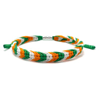 Handmade Braided Adjustable Flag Color Bracelet with Silver Beads