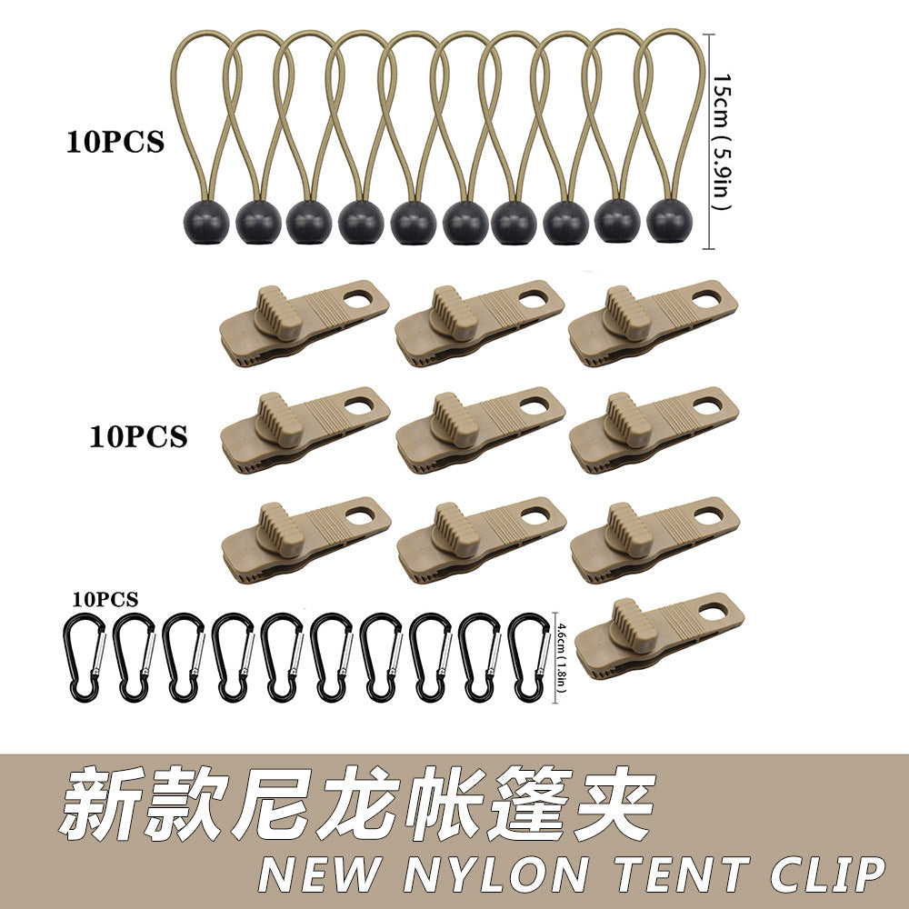 Multifunctional Outdoor Tent Tarp Clips with Windproof Ropes and Carabiners for Camping