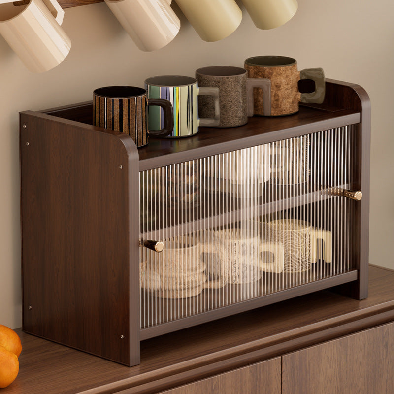 Acrylic Desktop Storage Rack with Wooden Base for Cups and Teaware