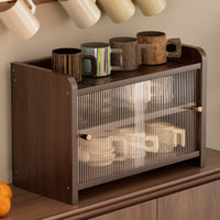 Acrylic Desktop Storage Rack with Wooden Base for Cups and Teaware
