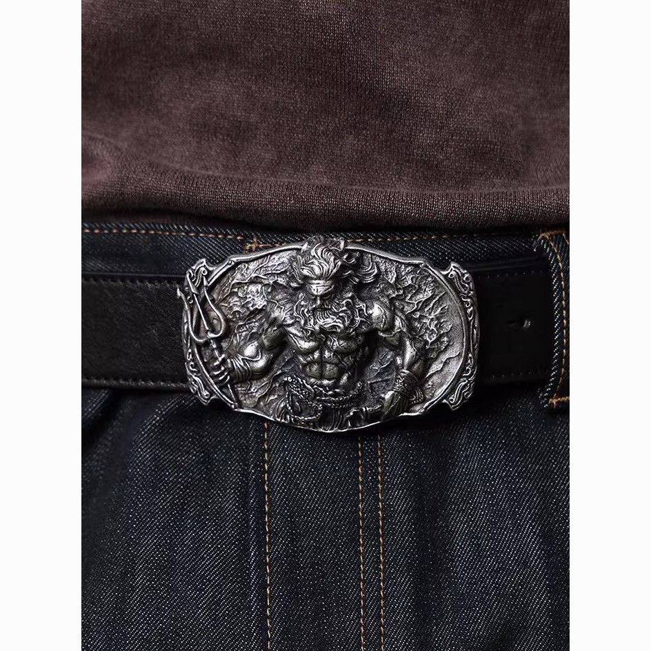 Men's Vintage Poseidon Alloy Buckle Leather Belt