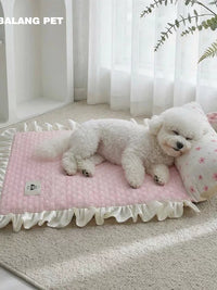 Pet Cooling Mat with Rabbit Ear Pillow for Cats and Dogs, Summer Sleep Pad