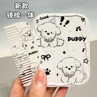 Portable Foldable Makeup Mirror with Comb Set and Charm