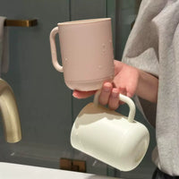 Minimalist Solid Color Mouthwash Cup with Handle for Bathroom