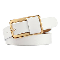 Women's Genuine Leather Thin Belt with Pin Buckle for Dresses and Pants