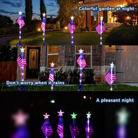 Solar American Flag Lawn Light for Independence Day Decoration, Outdoor LED Solar Powered Garden Stake Lamp
