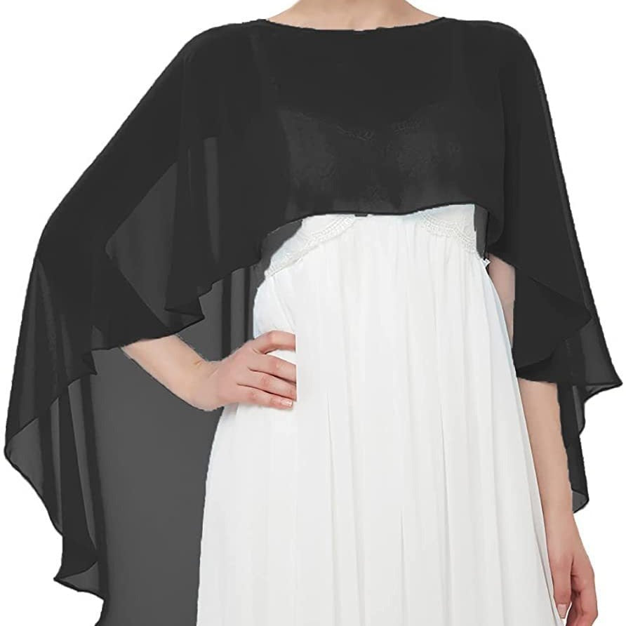 European Style Chiffon Evening Dress Shawl Cape Scarf Sun Protection Breathable Solid Color Long Shawl