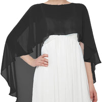 European Style Chiffon Evening Dress Shawl Cape Scarf Sun Protection Breathable Solid Color Long Shawl