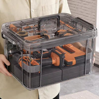 Multi-functional Transparent Portable Tool Storage Box for Home Hardware and Parts