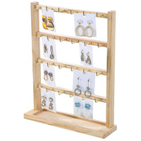 Wooden Jewelry Display Stand with Hooks for Earrings, Bracelets, Rings, and Necklaces