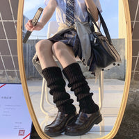 Lolita Knit Leg Warmers for Girls - JK Style Calf Socks for Autumn/Winter
