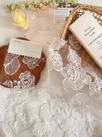Floral Textured Mesh Lace Fabric for DIY Apparel and Wedding Dresses