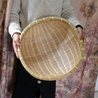 Handwoven Bamboo Sieve Basket for Rice Washing, Fruit, and Storage