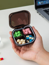 Portable Mini Pill Organizer with Multiple Compartments for Travel and Daily Use