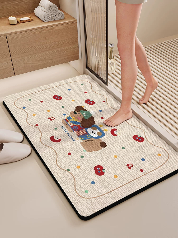Diatomaceous Earth Bath Mat, Non-Slip Quick Dry Absorbent Floor Mat for Bathroom and Home