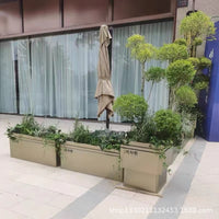 Outdoor Stainless Steel Planter Box Galvanized Iron Large Flower Bed Mobile Planting Trough Commercial Square Garden Landscape