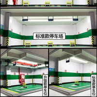 1:18 Scale Diecast Model Car Display Case with Dustproof Acrylic Cover and Parking Scene