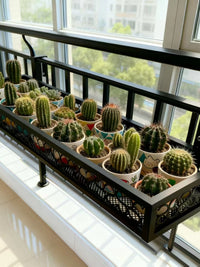 Balcony Railing Hanging Planter Rack Iron Art Plant Shelf Window Sill Flower Pot Holder
