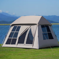 Ridge Tent with Tarp, Automatic Double-Layer, Large Blackout Sun Protection, Rainproof for Outdoor Camping