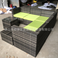 Outdoor Rattan Corner Sofa Set for Patio Garden Villa Hotel Lounge